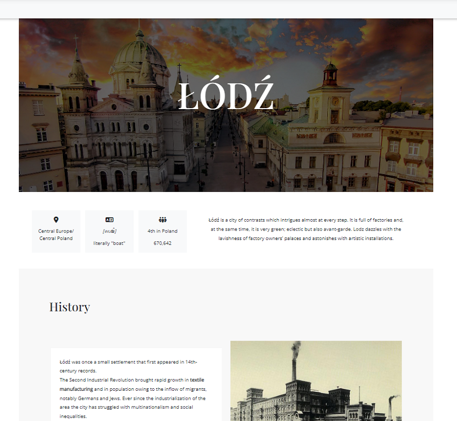 lodz city landing page